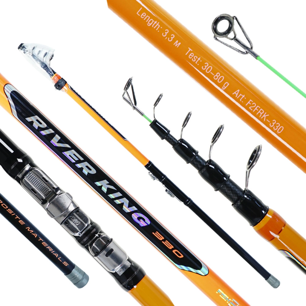 Удилище Fish2Fish River King 330 телескопическое 3,3м 30-80гр, угольное, с кольцами