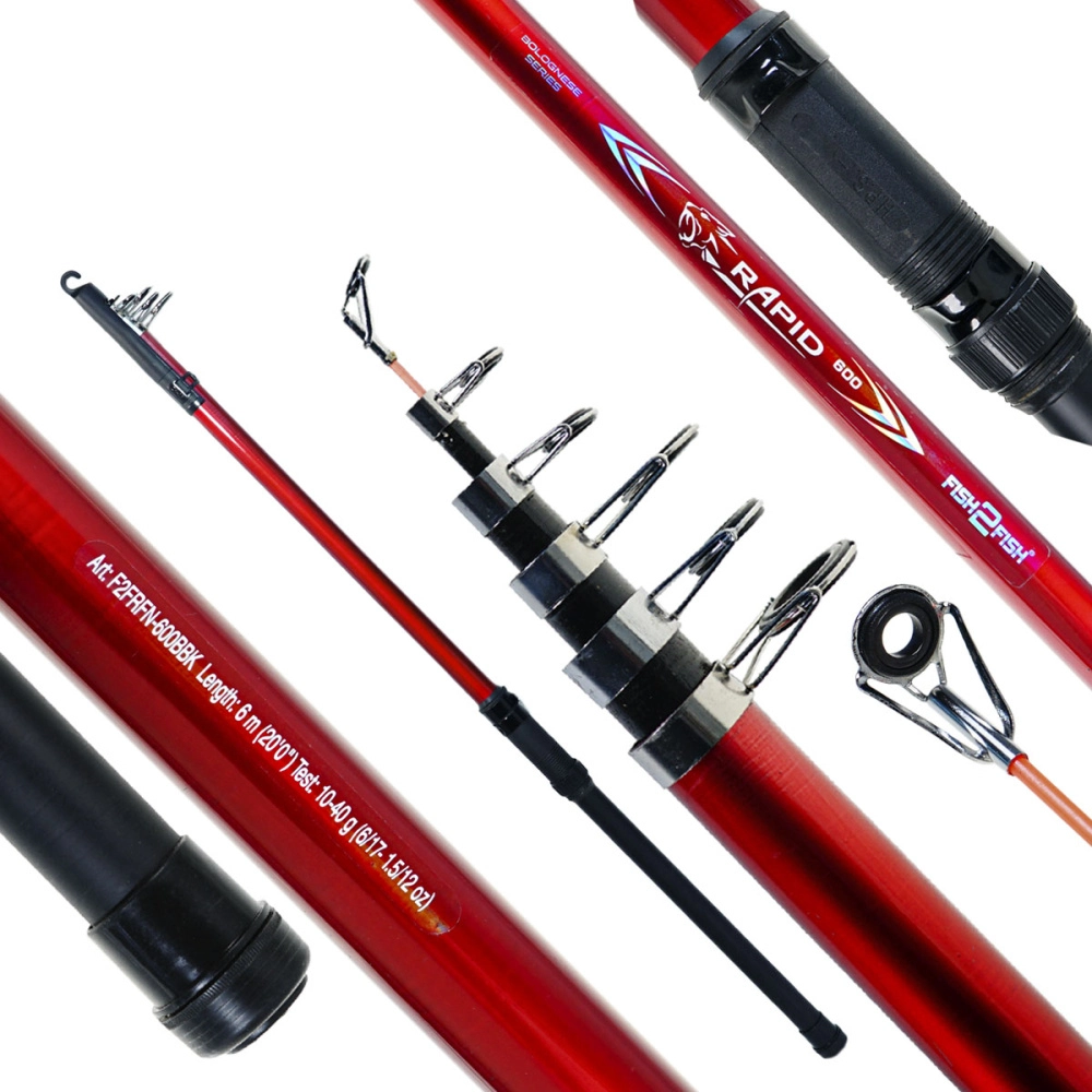 Удилище Fish2Fish Rapid Fiberglas телескопическое 6м 10-40гр, стеклопластик, с кольцами