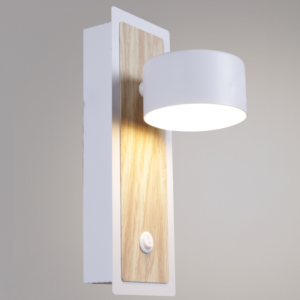 Настенный светильник  12540-0.2-01 WH+WOOD Reluce